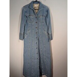 J Jill Out of The Blue Denim Duster Long Duster Womens Sz 6P Western Cottagecore